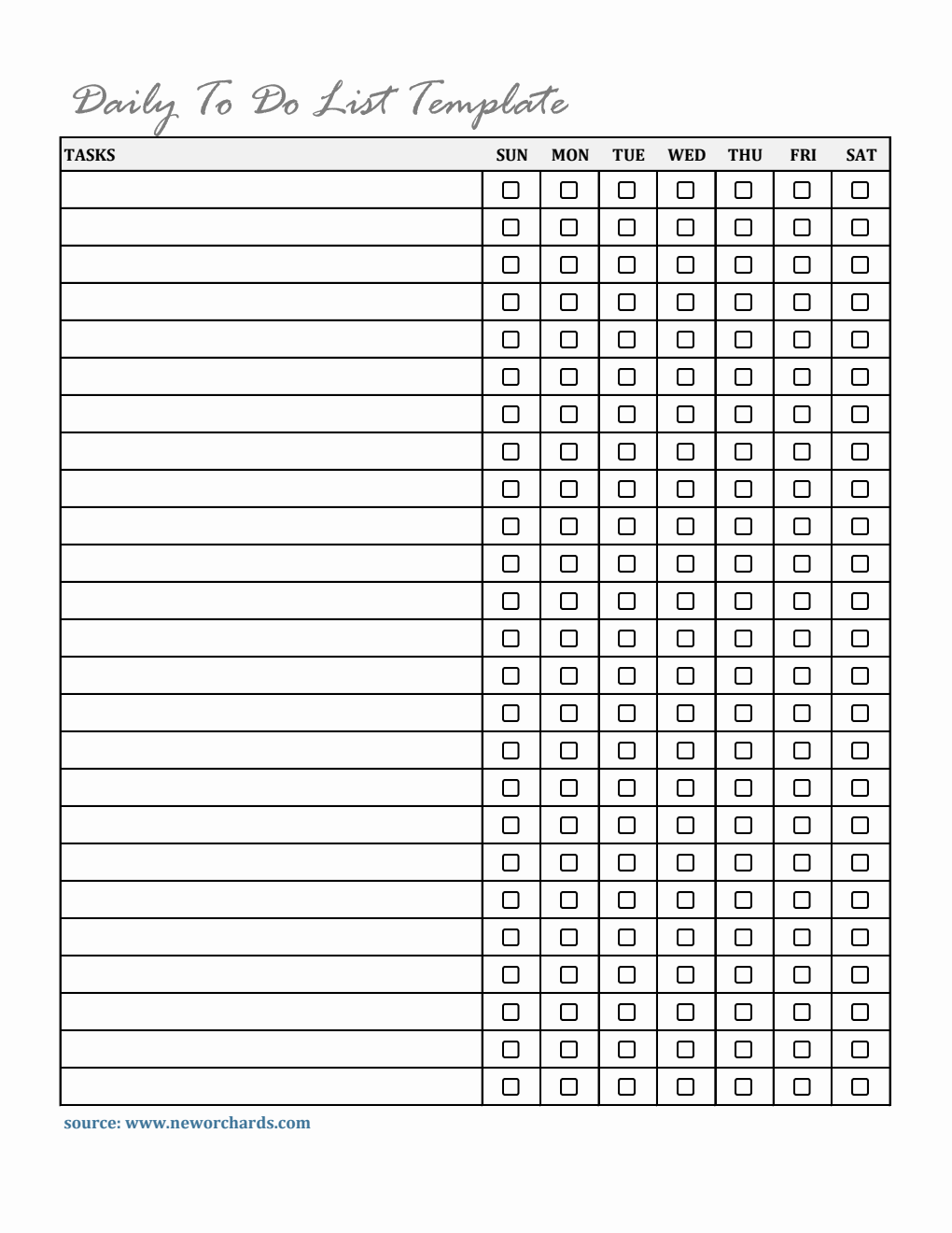 Free Printable Daily To-Do List Template in Excel