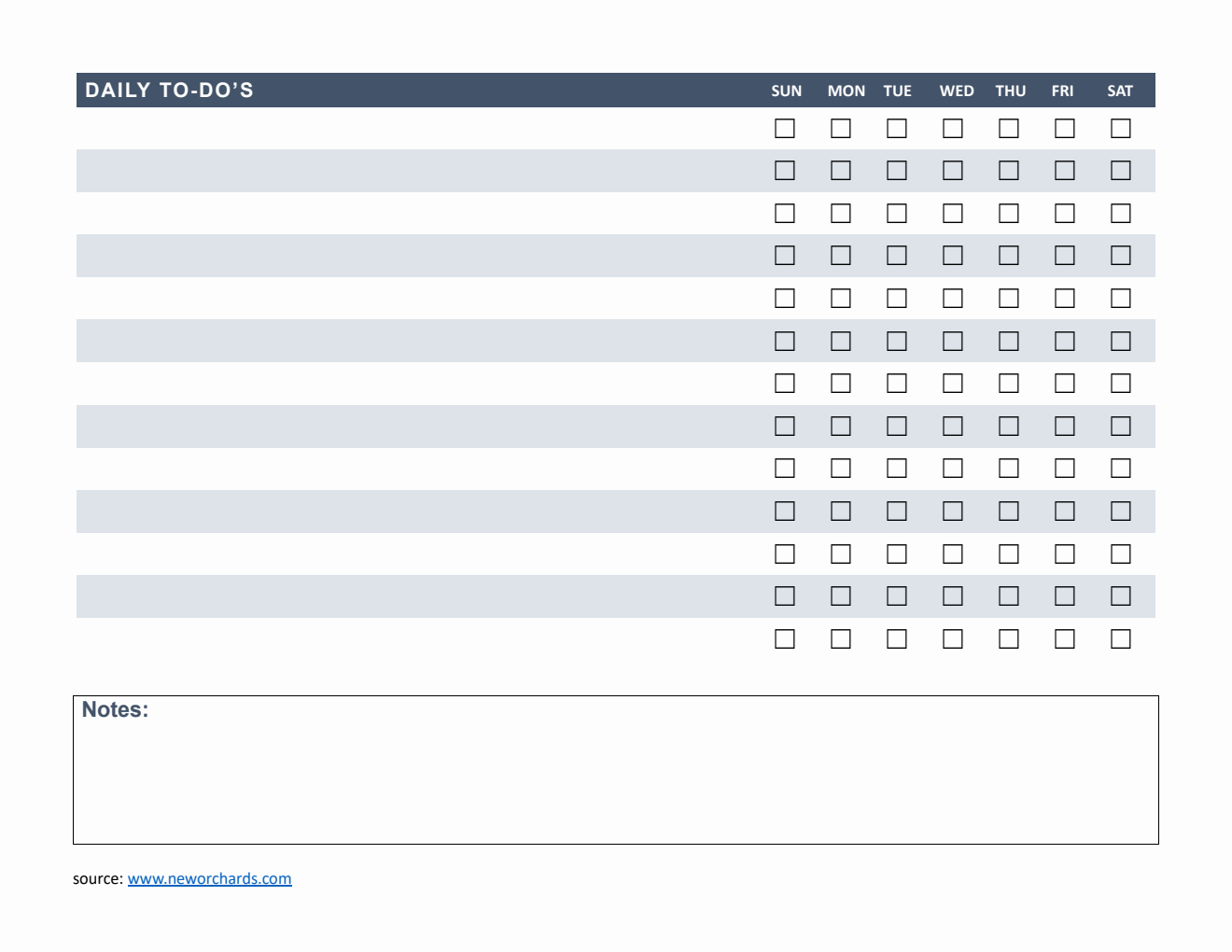 Free Blank Daily To-Do List Template in PDF