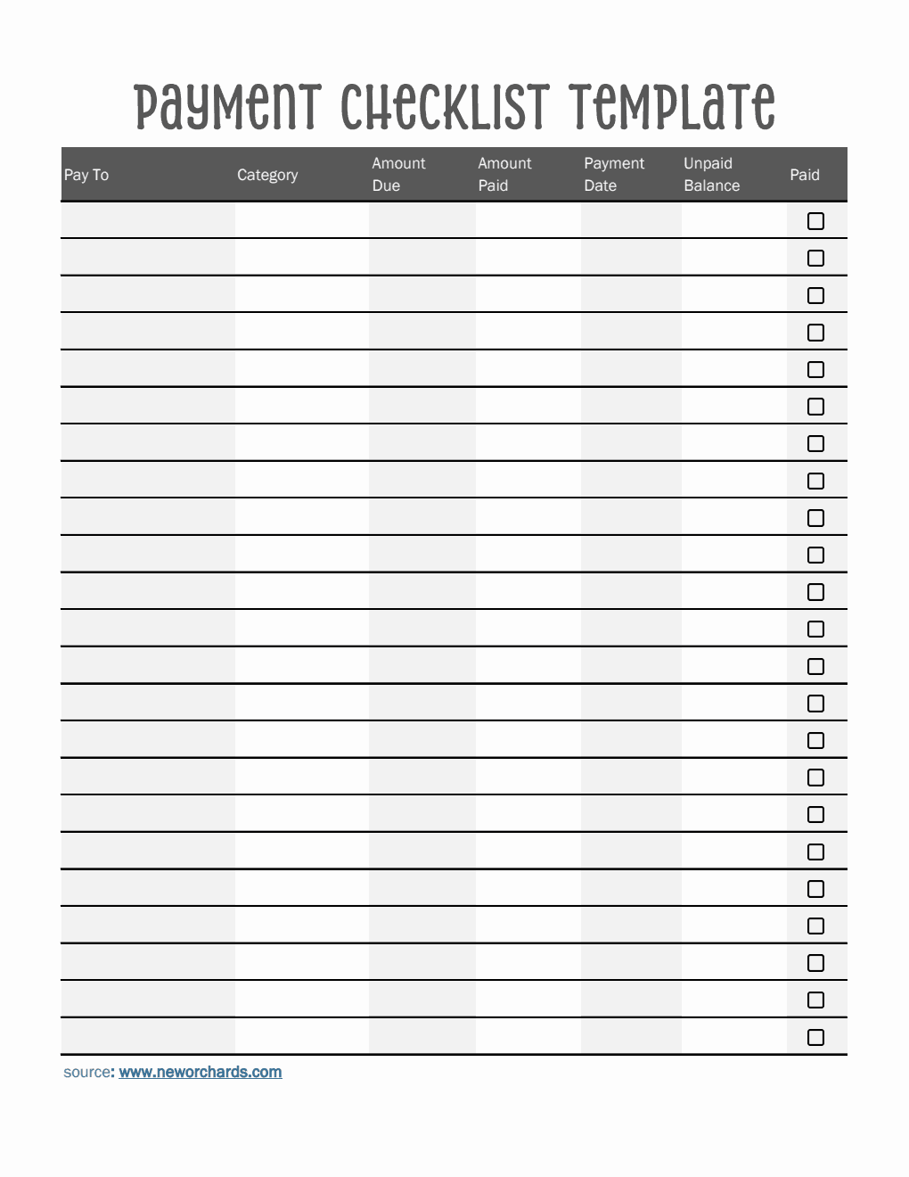 Free Editable Payment Checklist Template Excel