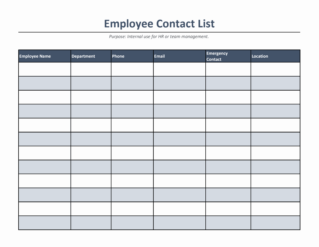 Free Downloadable Employee Contact List Template (Excel)