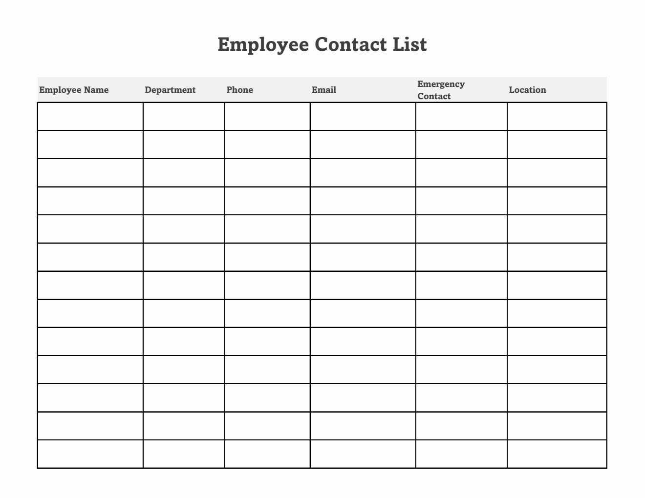 Free  Employee Contact List Template (Excel)