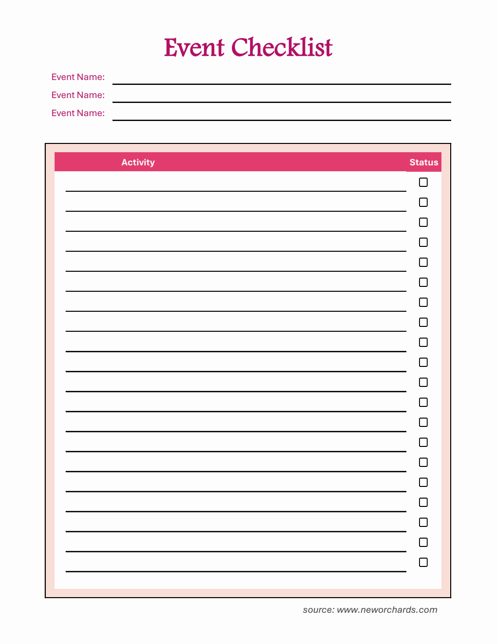 Customizable Event Planner Checklist Template Excel
