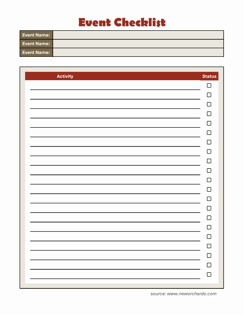 Editable Event Planner Checklist Template Excel