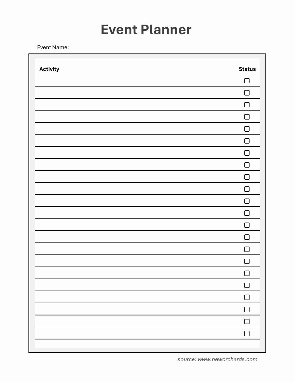 Printable Event Planner Checklist Template Excel