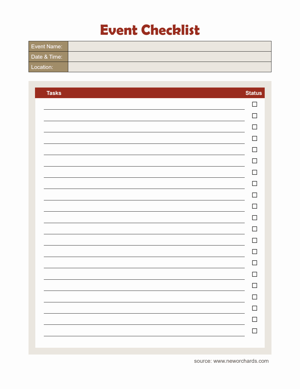Editable Event Planner Checklist Template Word