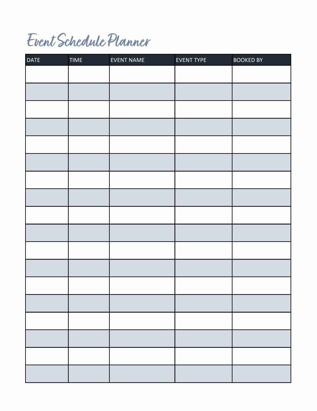  Event Schedule Planner Template Excel