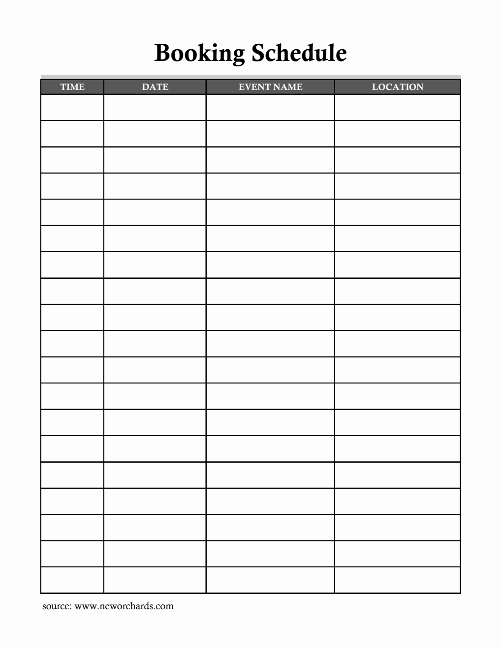 Printable Event Schedule Planner Template Excel