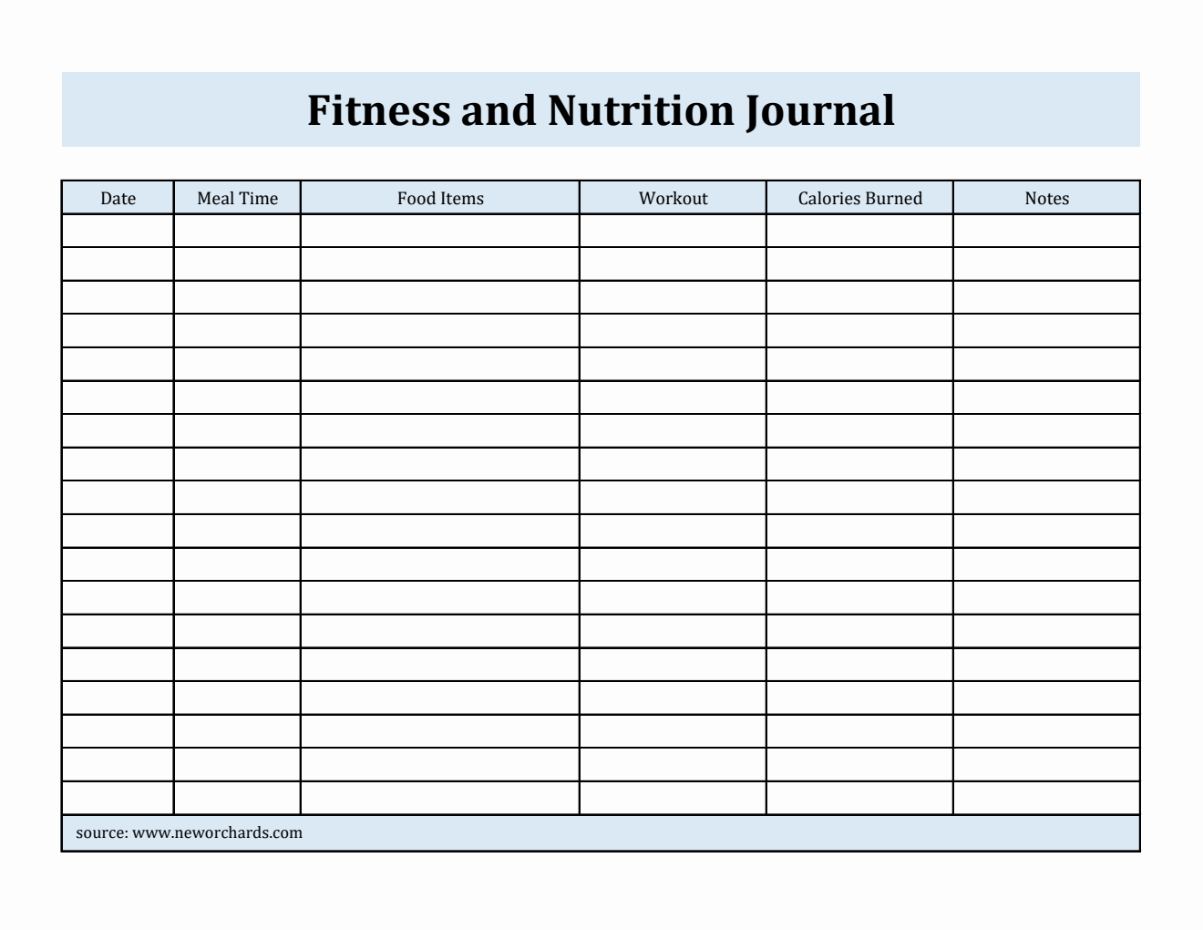 Editable Fitness and Nutrition Journal in Excel