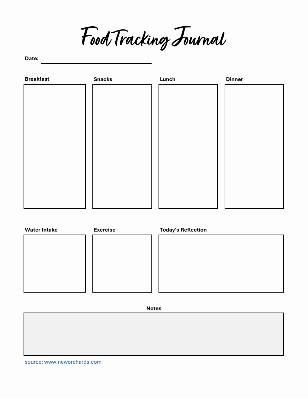 Food Tracking Journal Template Excel (Printable)