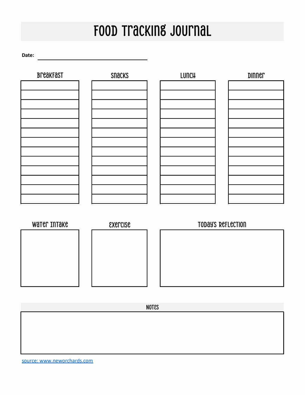 Food Tracking Journal Template Excel (Simple)