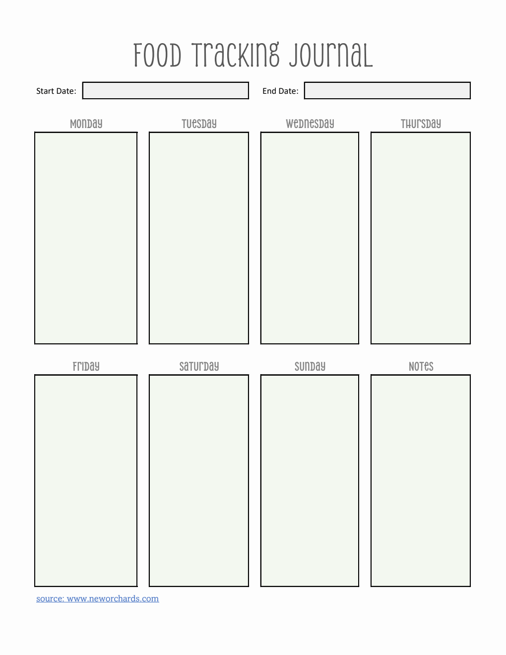 Weekly Food Tracking Journal Template Excel (Stylish)
