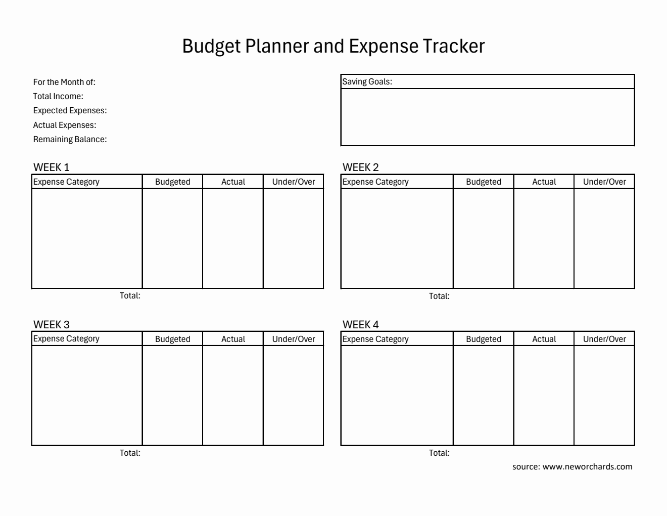 Free Basic Budget Planner and Expense Tracker in Excel