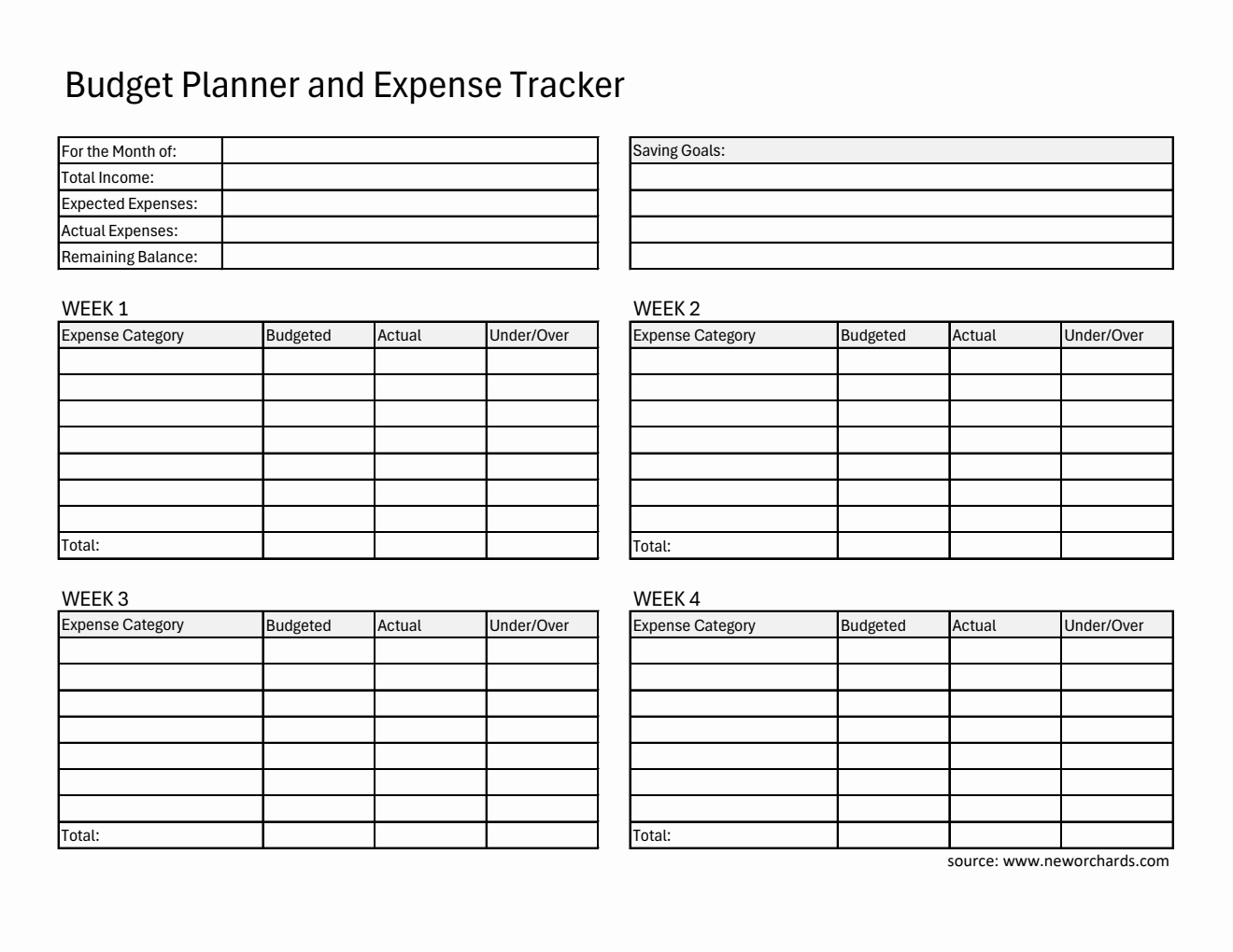 Free Printable Budget Planner and Expense Tracker in Excel