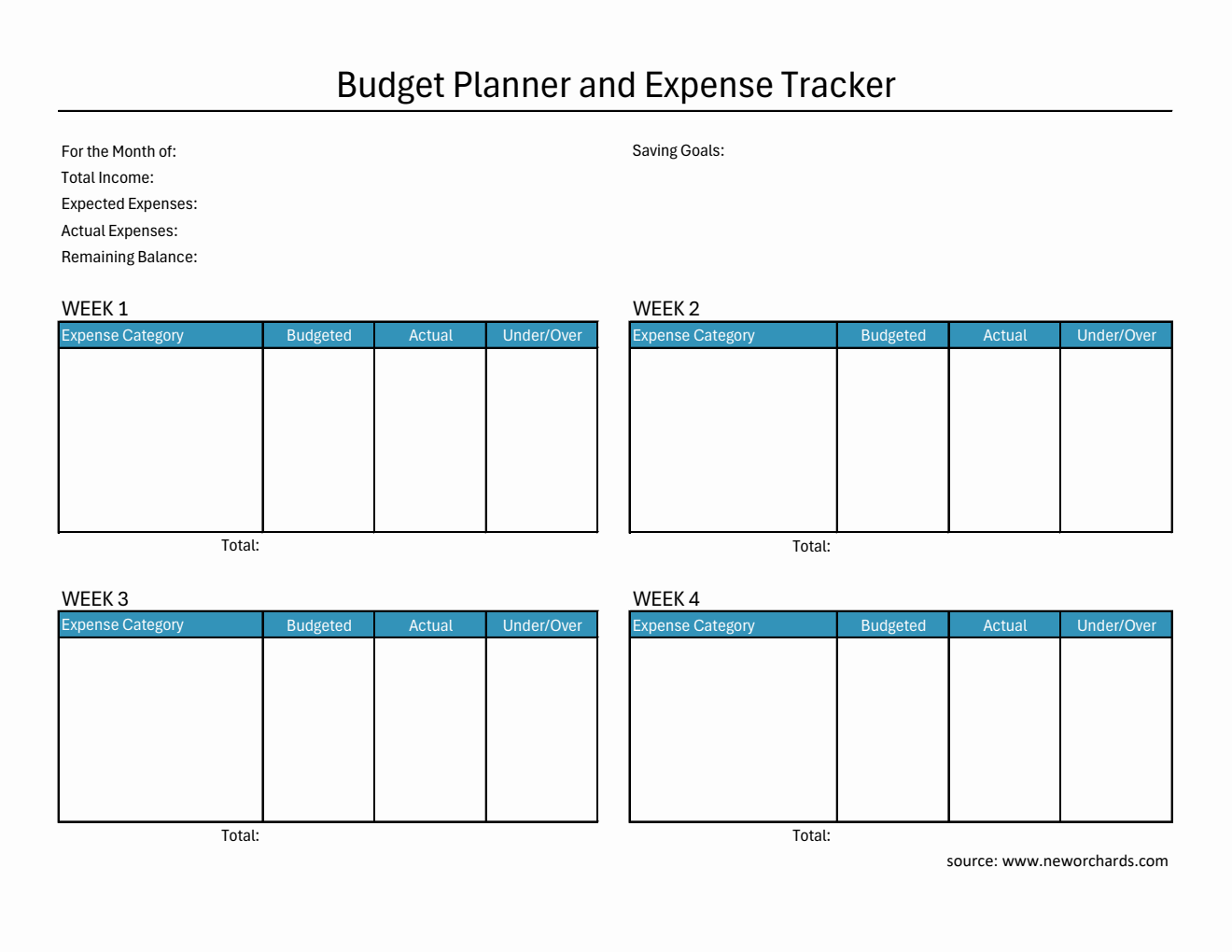Free Customizable Budget Planner and Expense Tracker in Excel
