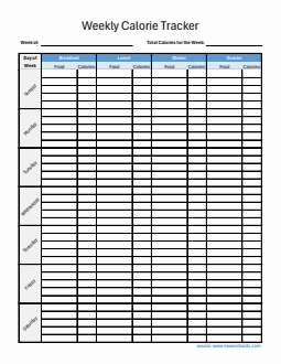 Free Basic Calorie Tracker Spreadsheet