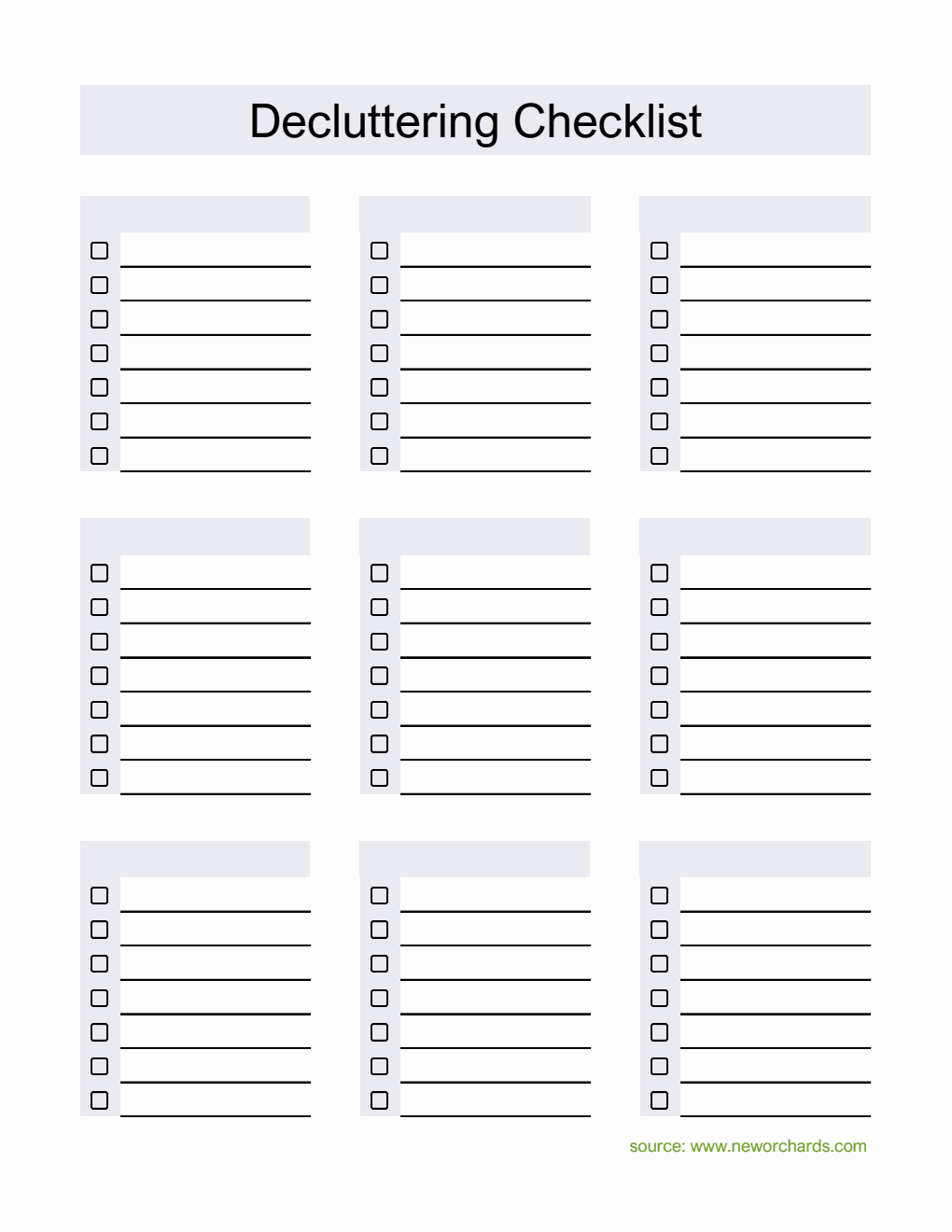 Decluttering Checklist Template in Excel (Downloadable)