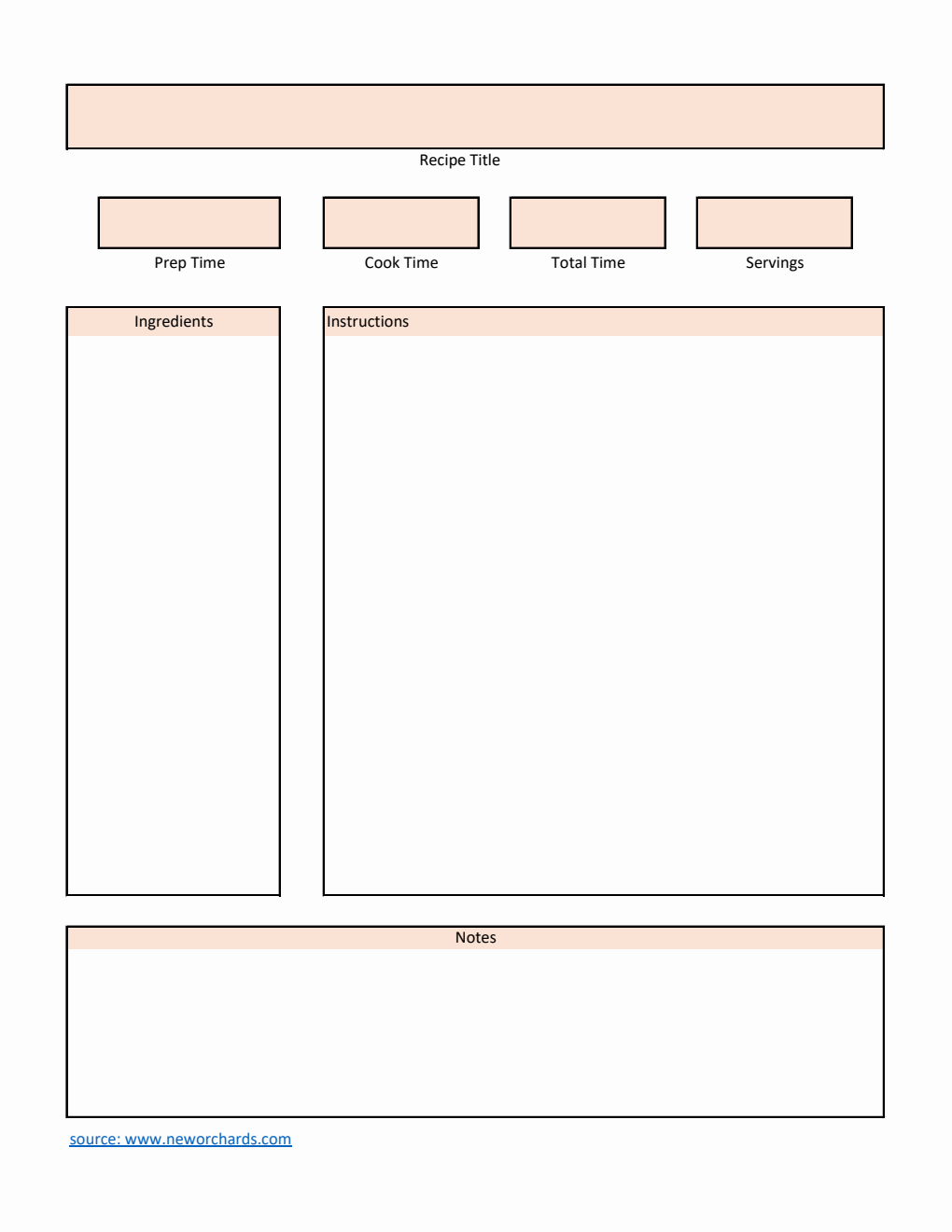Recipe Card | Free to Download in Excel (Customizable)