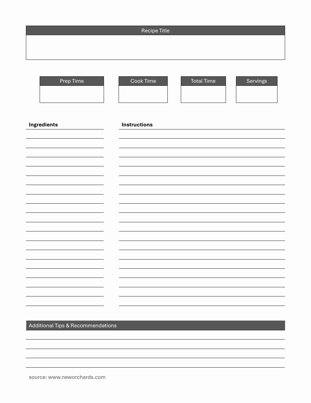 Recipe Card | Free to Download in Word (Basic)