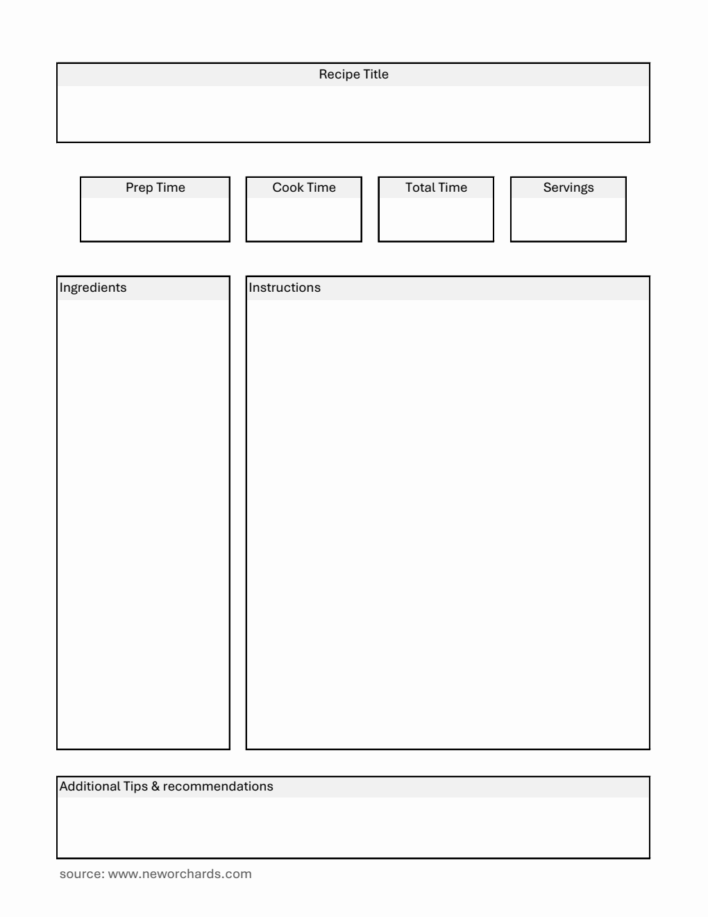 Recipe Card | Free to Download in Excel (Editable)