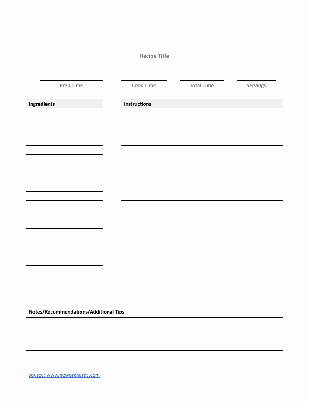 Recipe Card | Free to Download in Word (Printable)