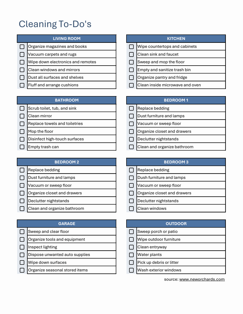 Cleaning To-Do Template | Free Excel Download