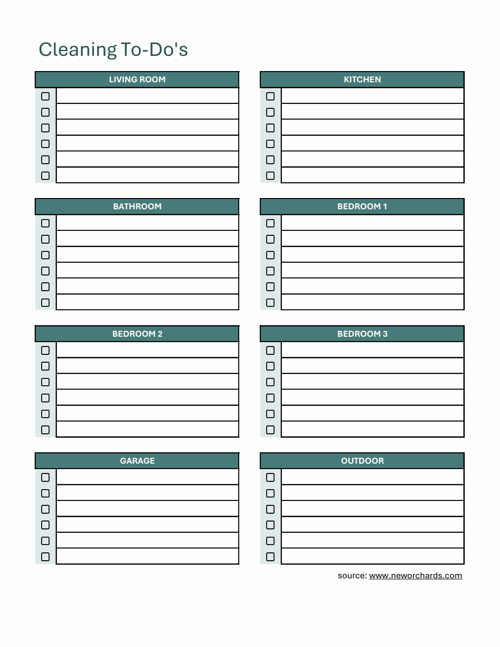 Blank Cleaning To-Do Template | Free Download in Excel