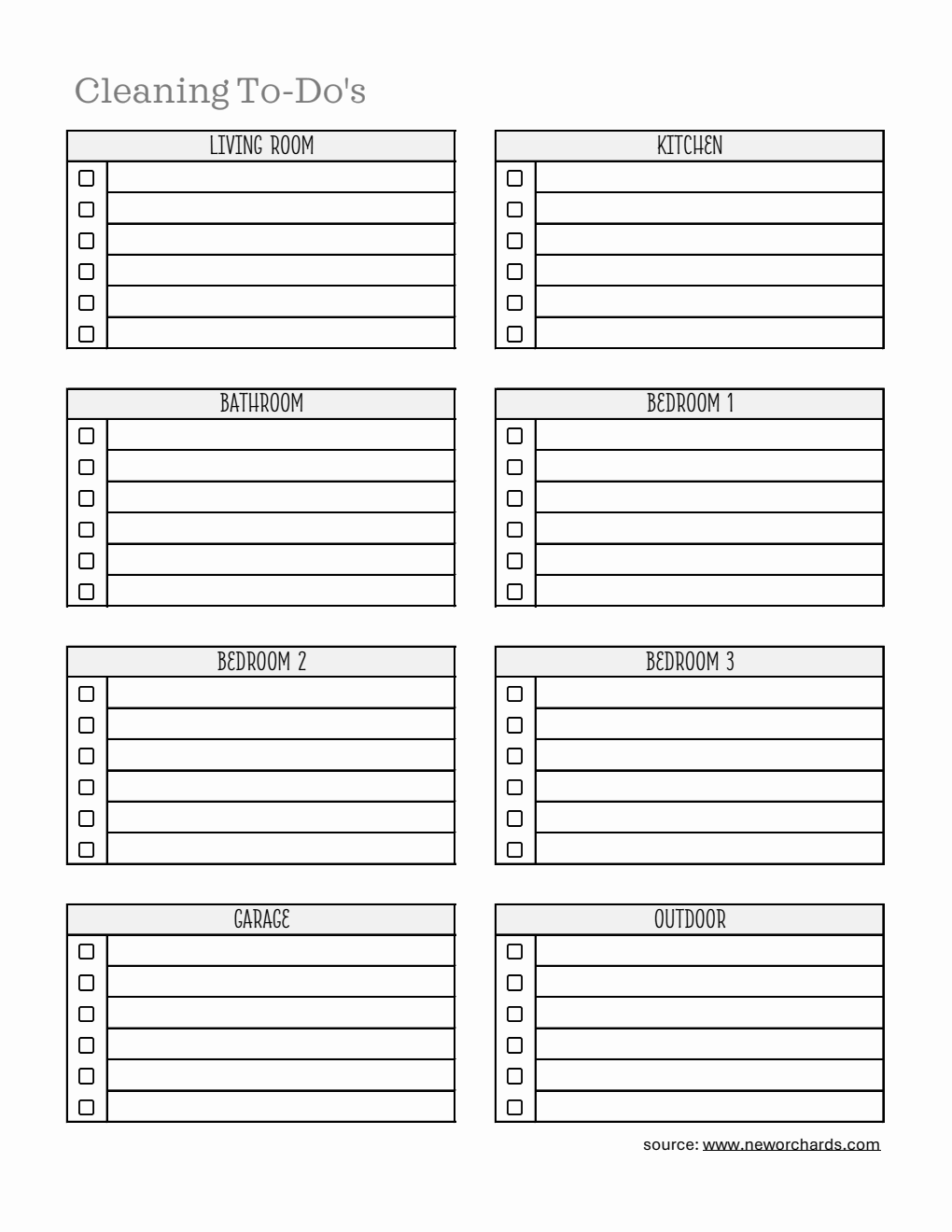Blank Cleaning To-Do Template | Free Download in Excel