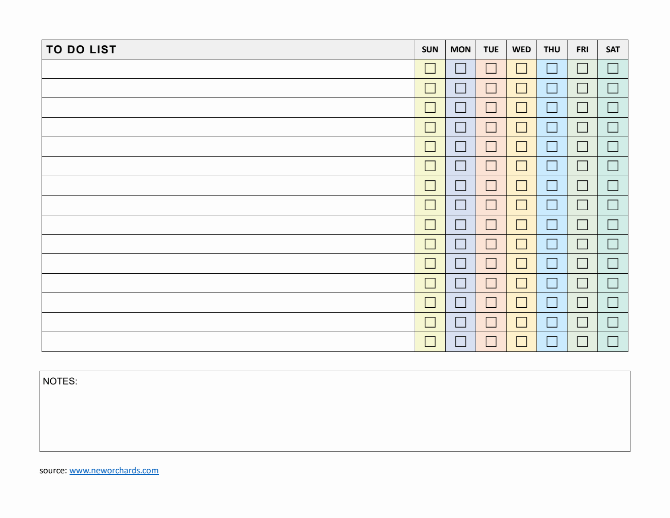 Free  PDF To Do List Template