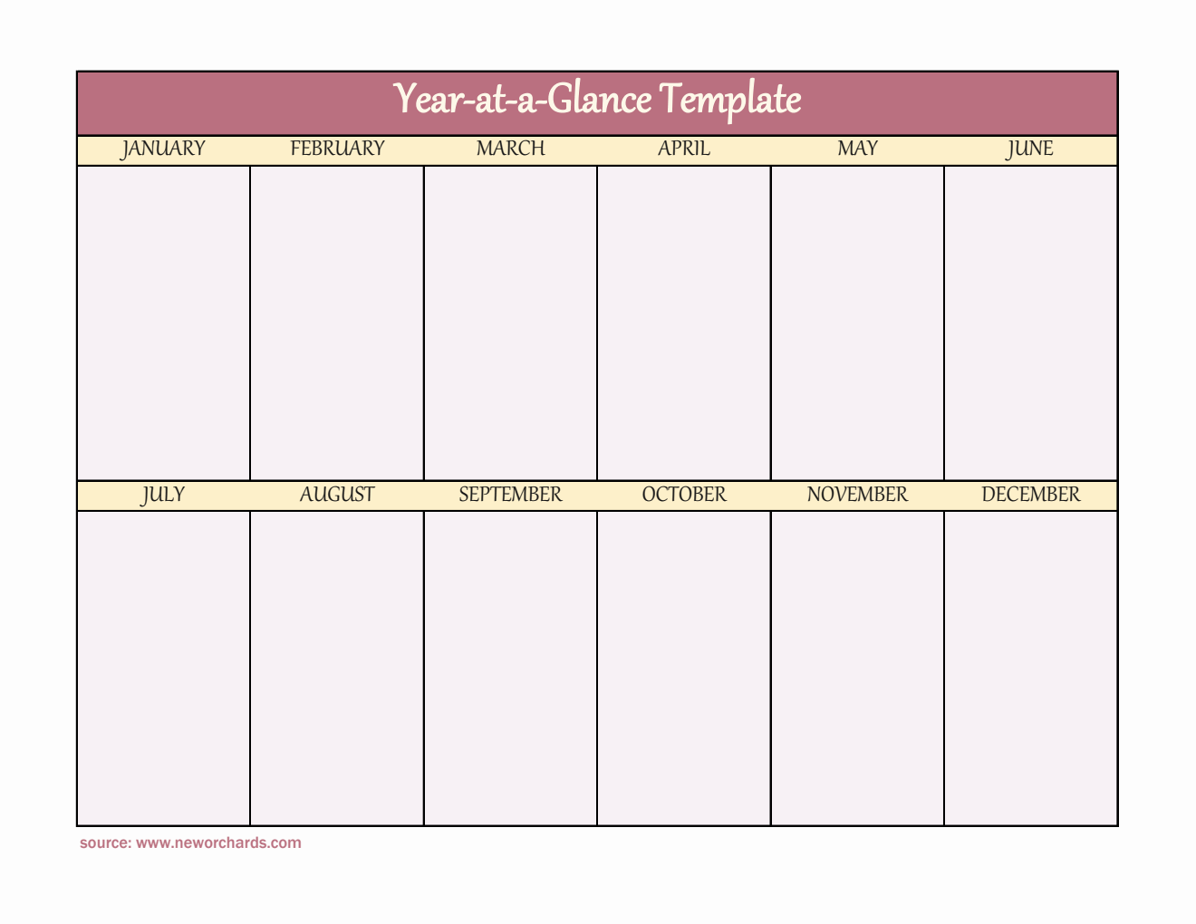Year-at-a-Glance Template Excel