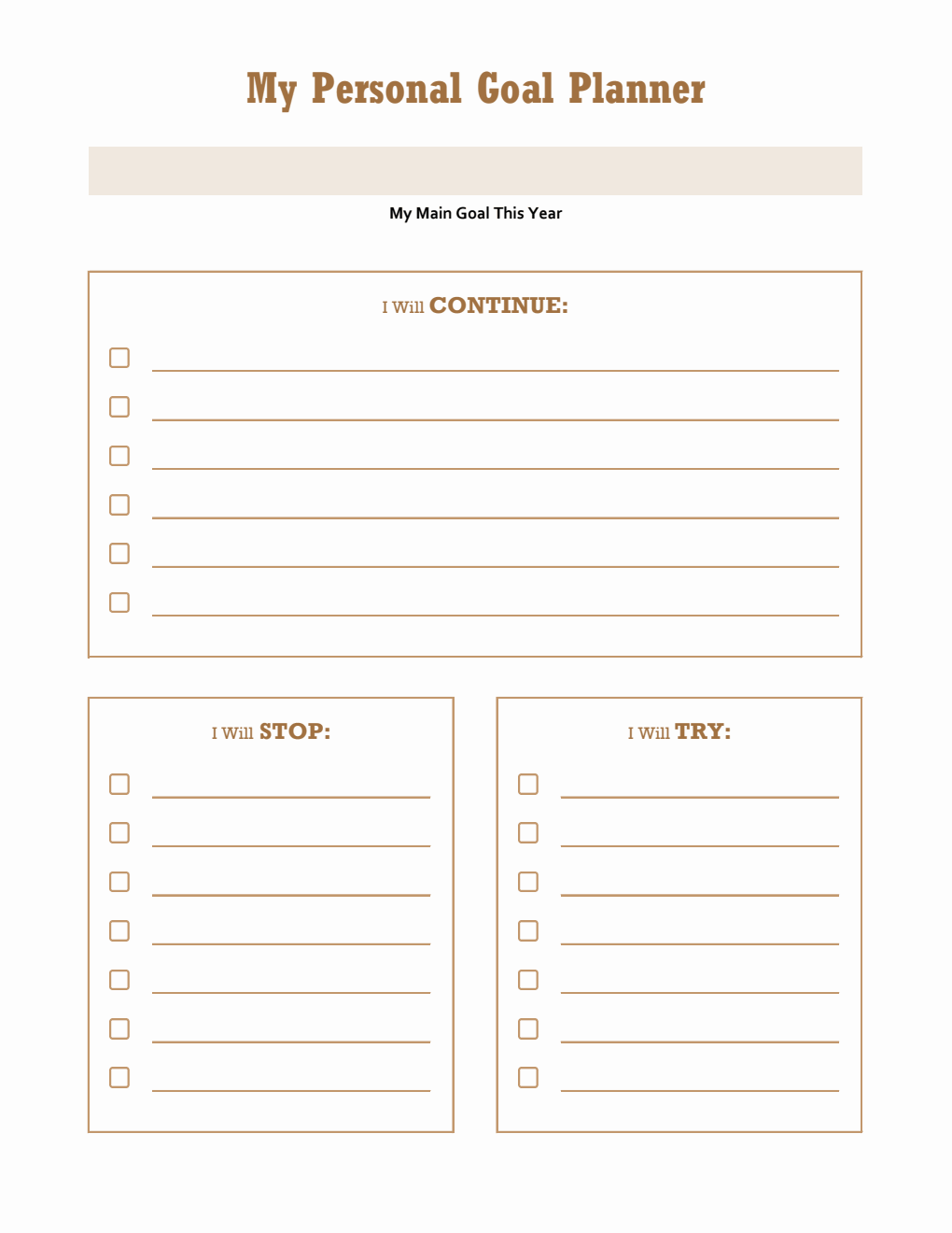 Free Customizable Goal Planner Template in Excel for Personal Growth