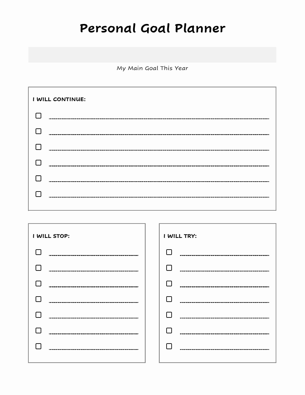 Free Printable Goal Planner Template in Excel for Personal Growth