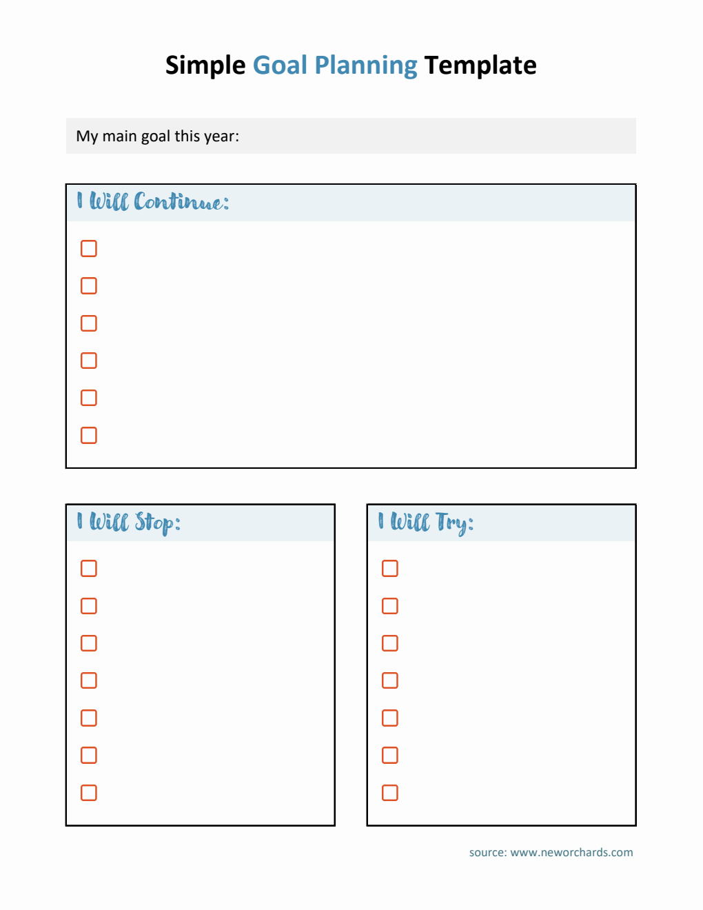 Free  Goal Planner Template in Excel for Personal Growth