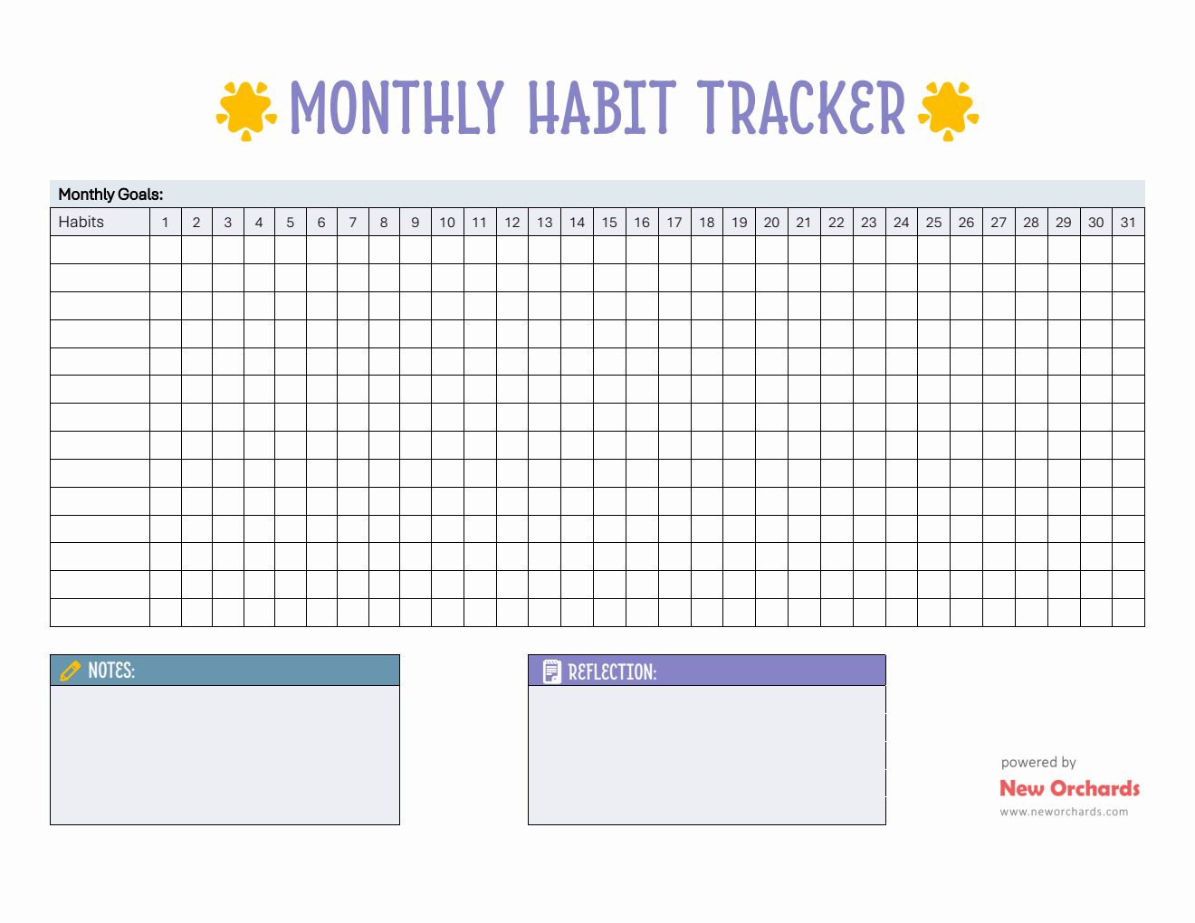 Printable Habit Tracker Monthly Template (Word)
