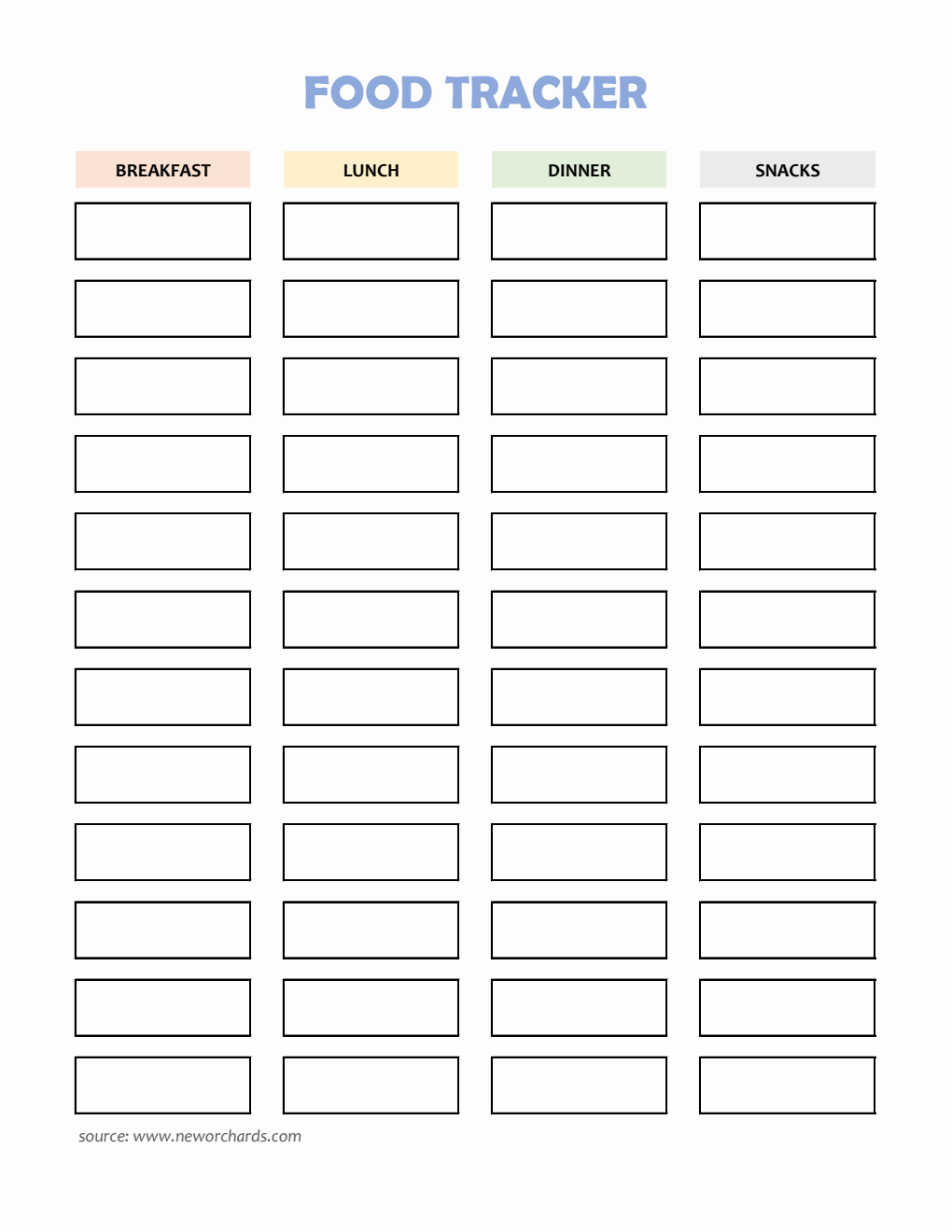 Household Food Tracking Template - Download in Excel Format (Simple)