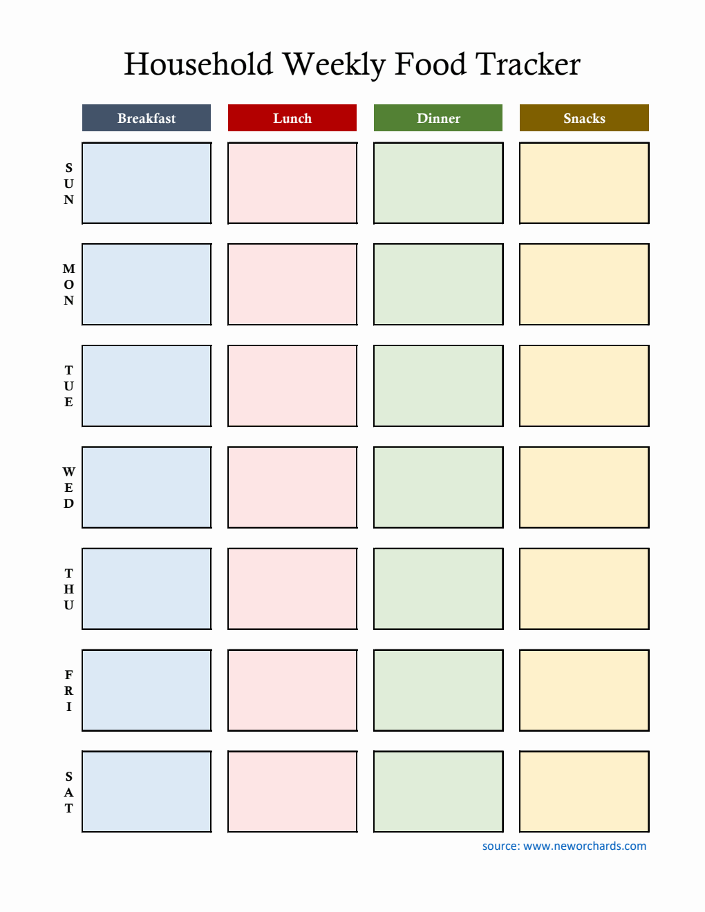 Household Food Tracking Template - Download in Excel Format (Colorful)