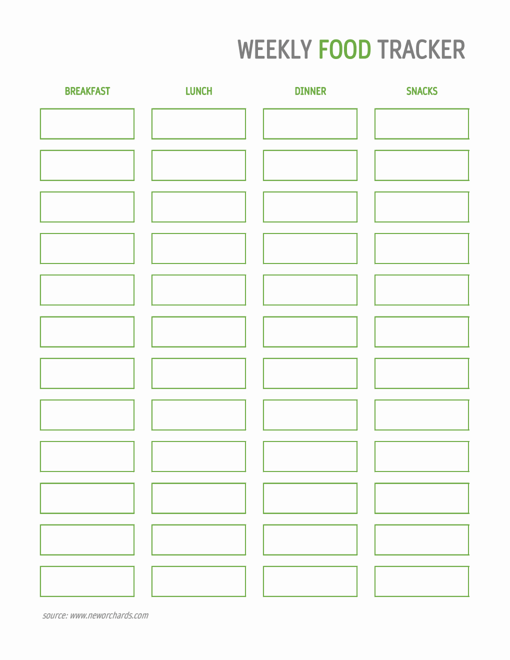 Household Food Tracking Template - Download in Excel Format (Minimalist)
