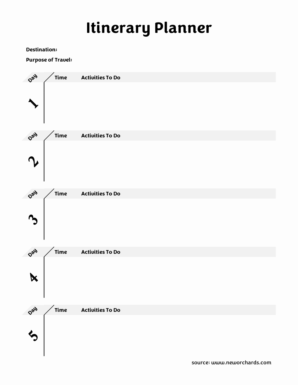 Printable Itinerary Template | Free to Download in Excel
