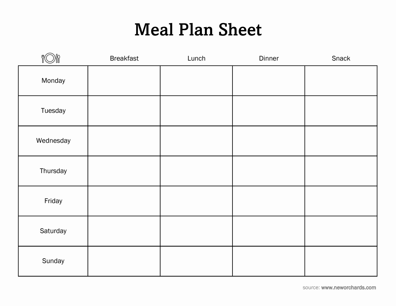 Free Printable Weekly Meal Planner Template in Excel Format