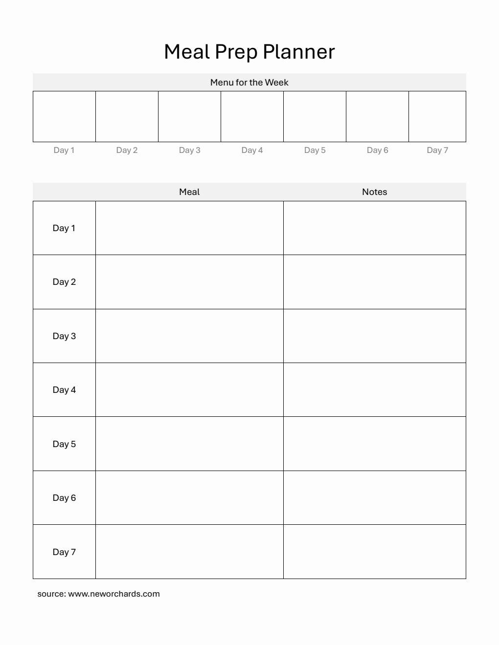 Printable Meal Prep Planner | Free Download in (Word)