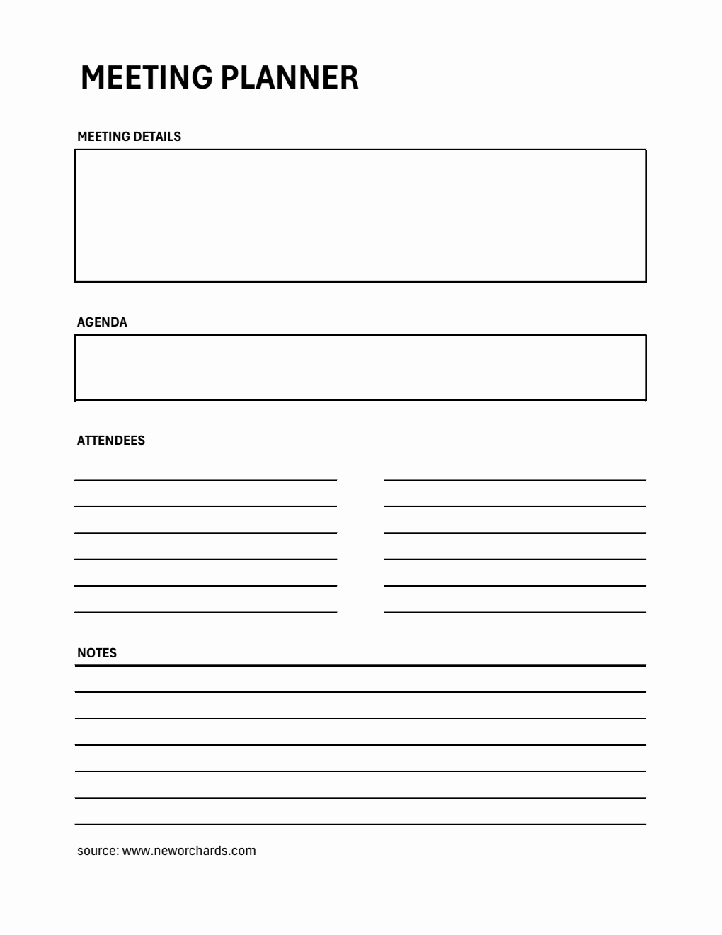 Printable Meeting Planner Template in Excel
