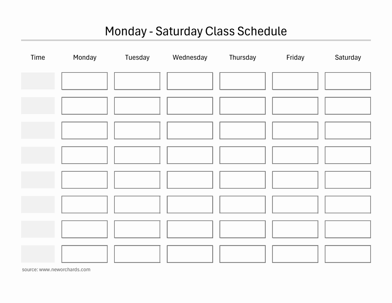 Printable Monday-Saturday Class Schedule Planner (PDF)