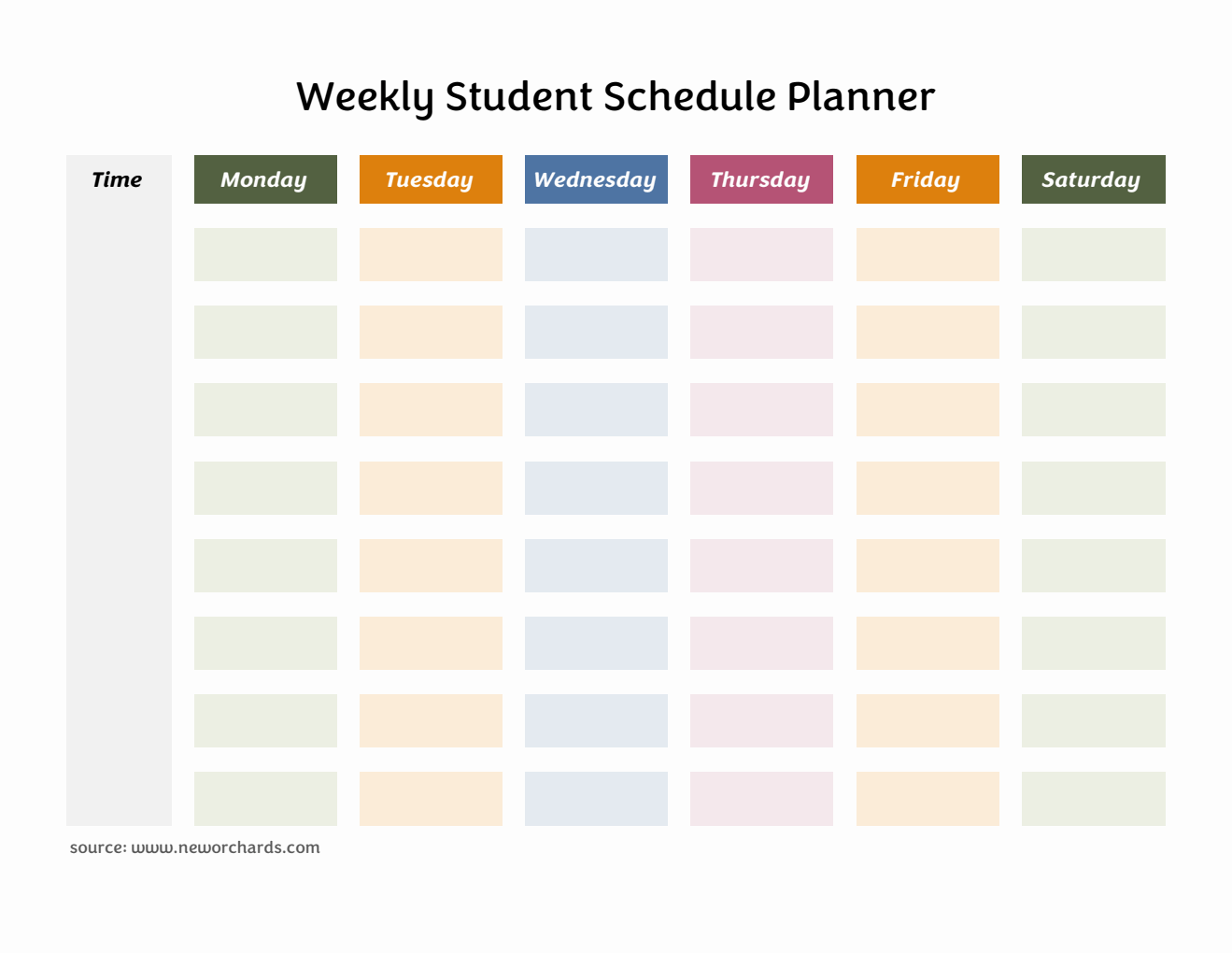 Downloadable Monday-Saturday Class Schedule Planner (PDF)