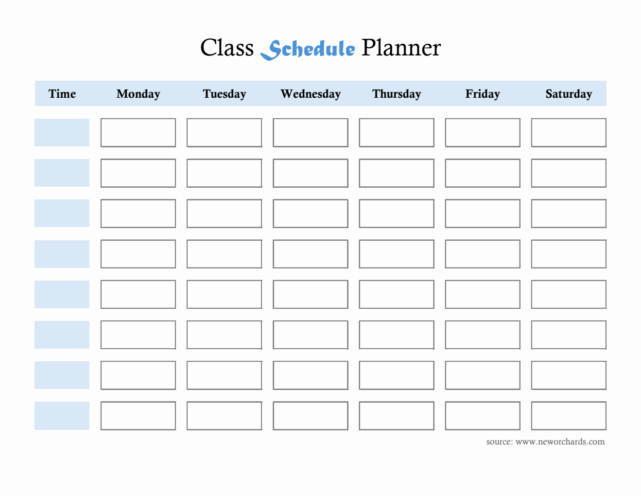 Editable Monday-Saturday Class Schedule Planner (PDF)