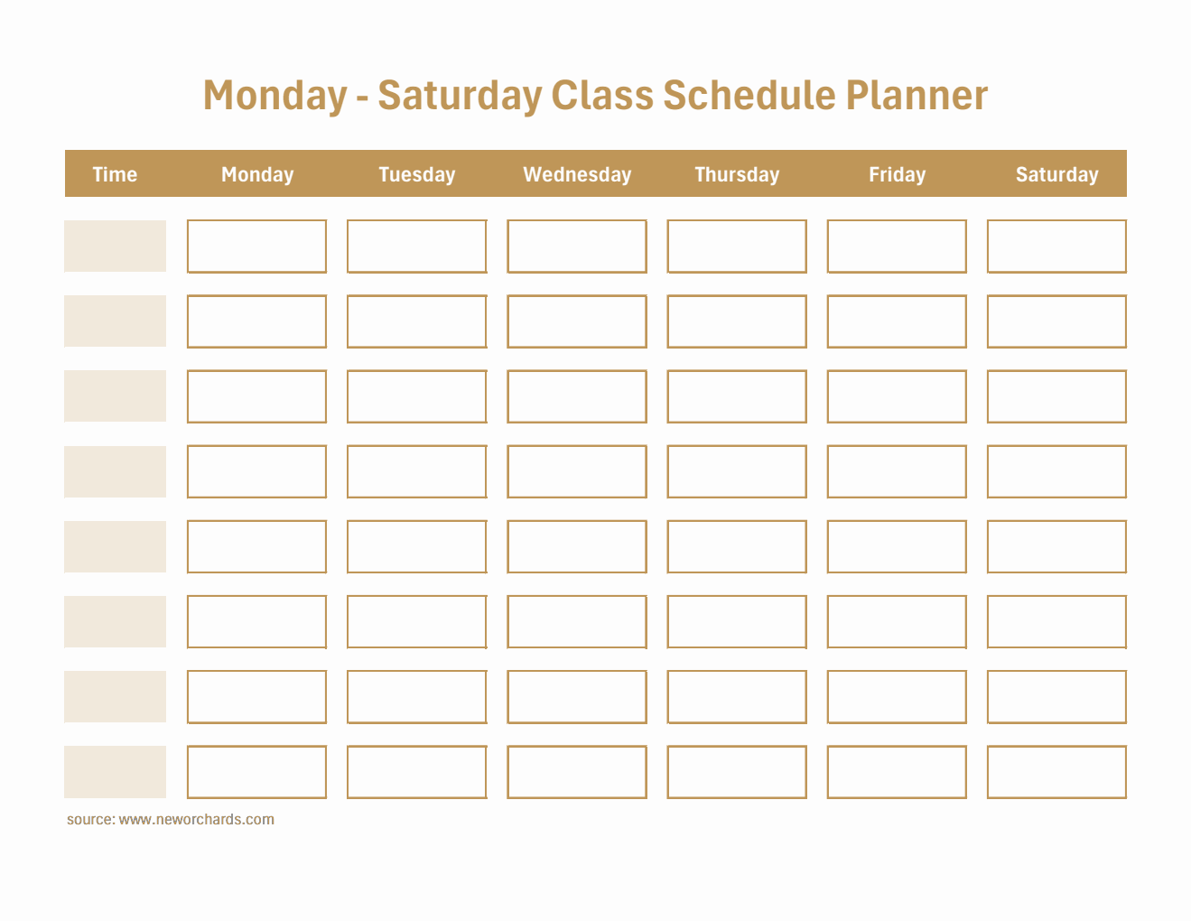 Customizable Monday-Saturday Class Schedule Planner (PDF)