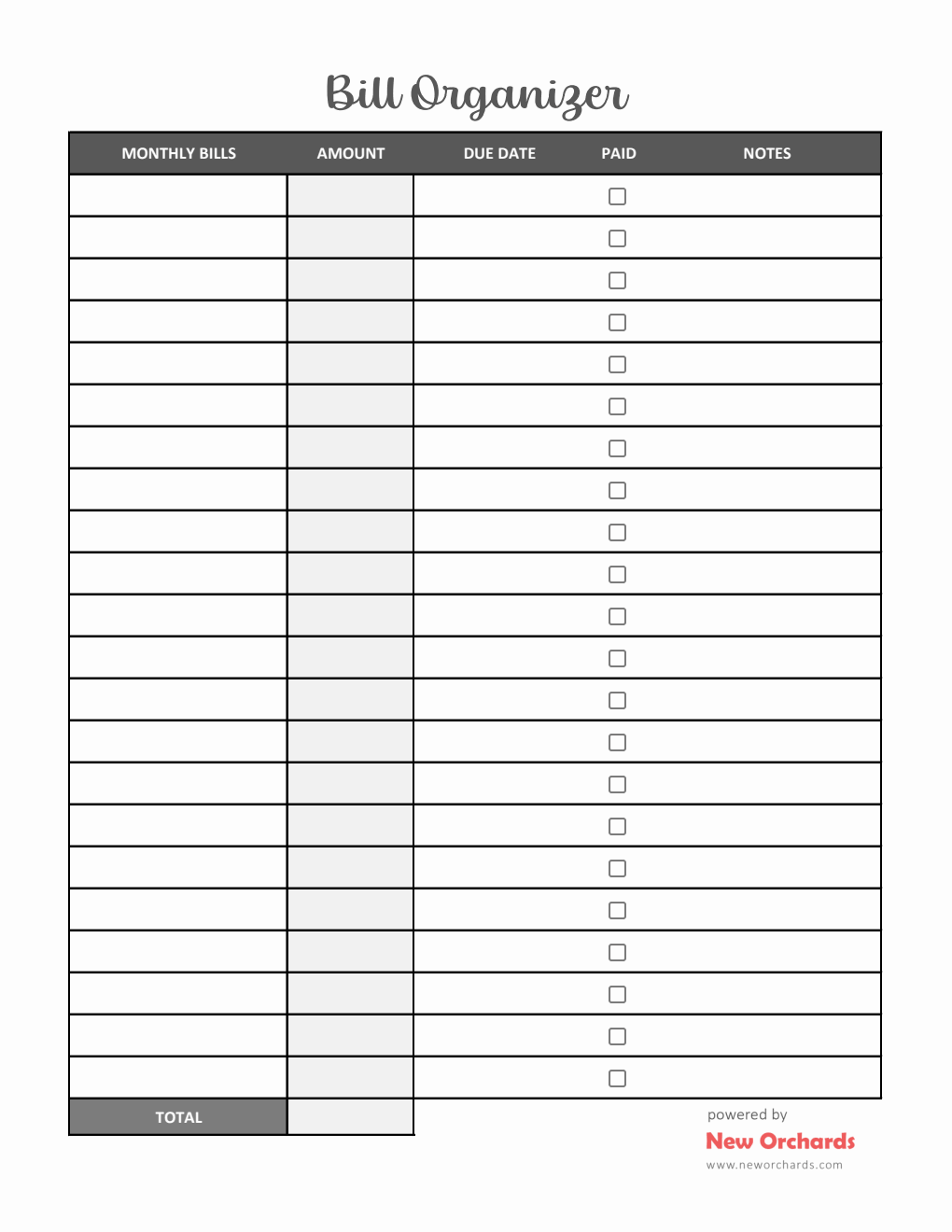 Free Customizable Monthly Bill Tracker Excel Template
