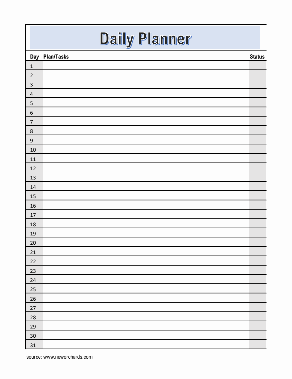  Monthly Checklist Template in Excel