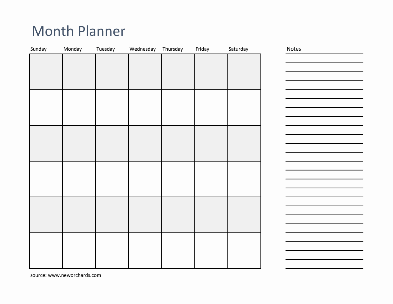 Free Striped Monthly Planner Template (Excel)