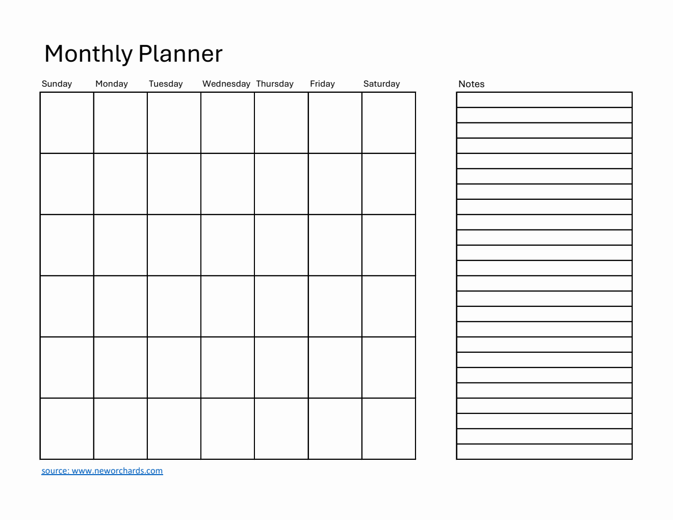 Free Printable Monthly Planner Template (Excel)