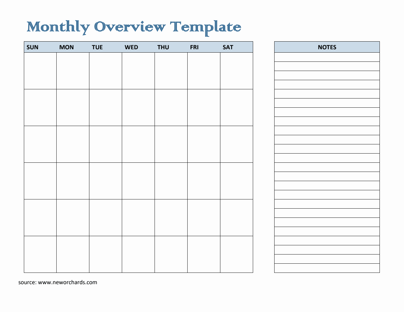 Free Blank Monthly Planner Template (PDF)
