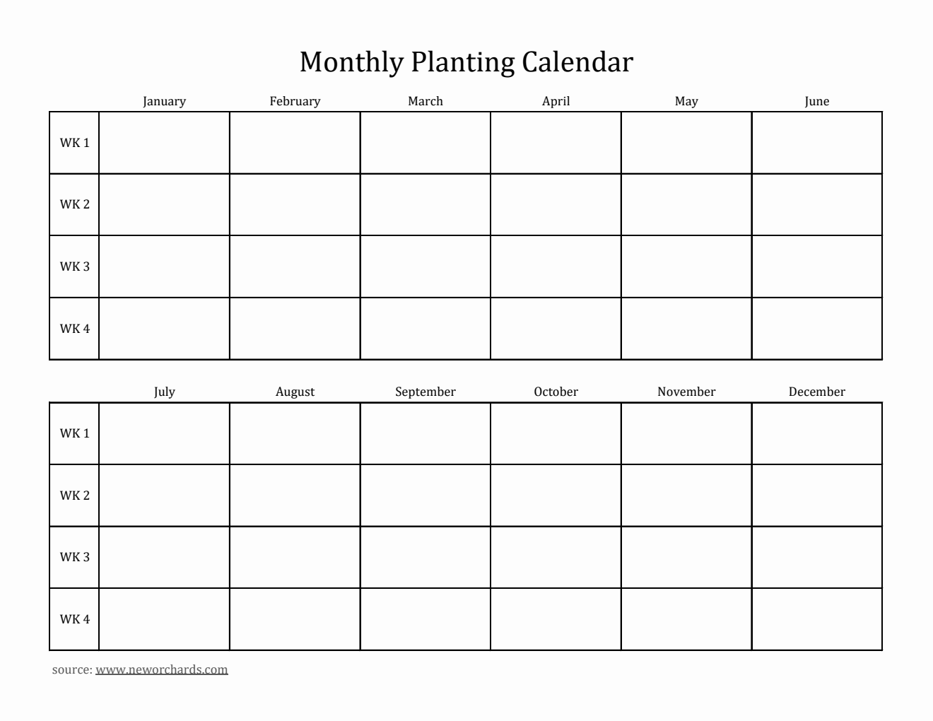 Free Monthly Planting Calendar Template in Excel